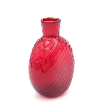Small Red Glass Flask Vase marked Pairpoint U S A circa 1920