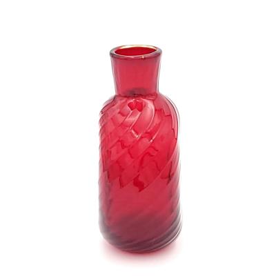 Small Red Glass Flask Vase marked Pairpoint U S A circa 1920