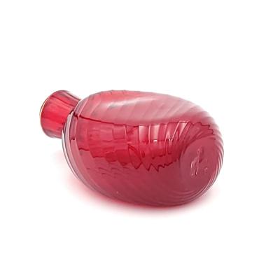 Small Red Glass Flask Vase marked Pairpoint U S A circa 1920