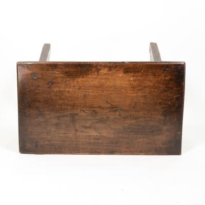 Small Scale Spanish Walnut Trestle Table with Iron Stretcher Circa 1850