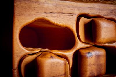 Small Studio made redwood box with four drawers