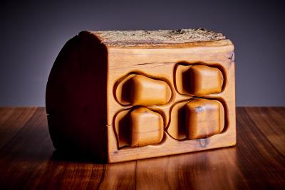 Small Studio made redwood box with four drawers