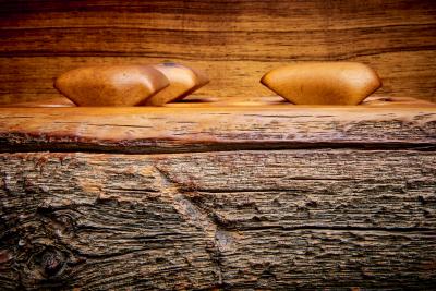 Small Studio made redwood box with four drawers