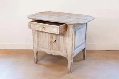Small Swedish Transitional 1790s Painted Sideboard with Drawer and Double Doors