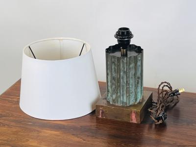 Small Verdigris Bronze and Brass Neoclassical Column Lamp