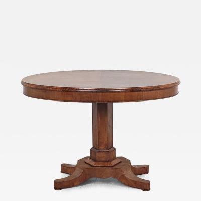 Small Victorian Burl Walnut Pedestal Table England circa 1870