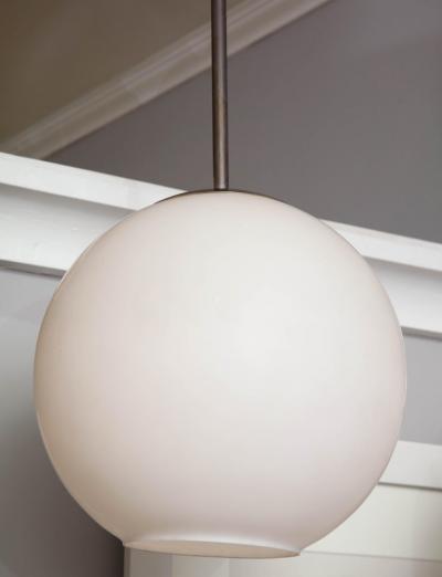 Small Vintage Milk Glass Globe Pendant with Antique Brass Canopy