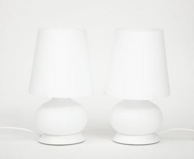 Small White Glass Table Lamps by Max Ingrand for Fontana Arte Model 1853 Italy