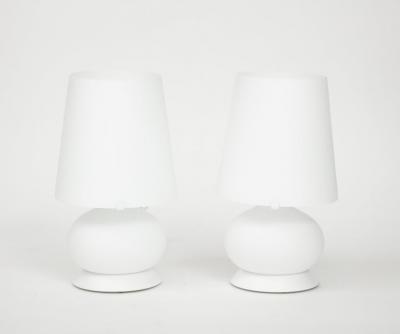 Small White Glass Table Lamps by Max Ingrand for Fontana Arte Model 1853 Italy