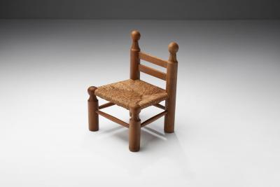 Small Wood and Wicker Chair by a European Cabinetmaker Europe ca 1950s