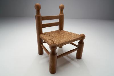 Small Wood and Wicker Chair by a European Cabinetmaker Europe ca 1950s