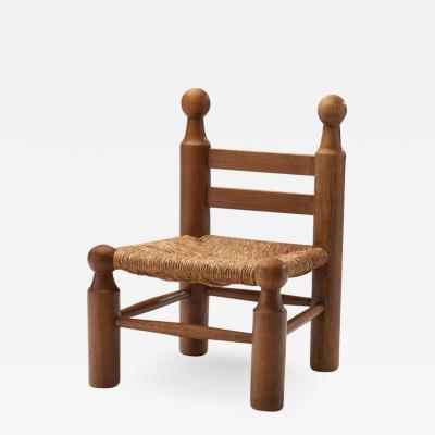 Small Wood and Wicker Chair by a European Cabinetmaker Europe ca 1950s