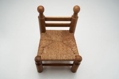 Small Wood and Wicker Chair by a European Cabinetmaker Europe ca 1950s
