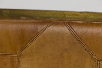 Small brass and leather bench seat France circa 1940