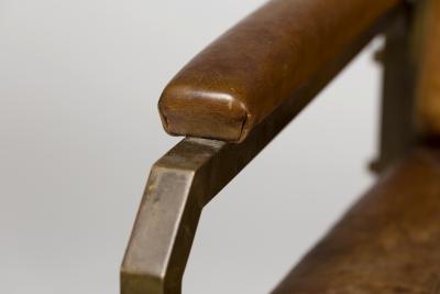 Small brass and leather bench seat France circa 1940