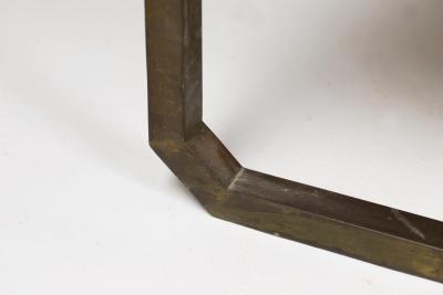 Small brass and leather bench seat France circa 1940