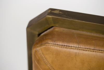 Small brass and leather bench seat France circa 1940