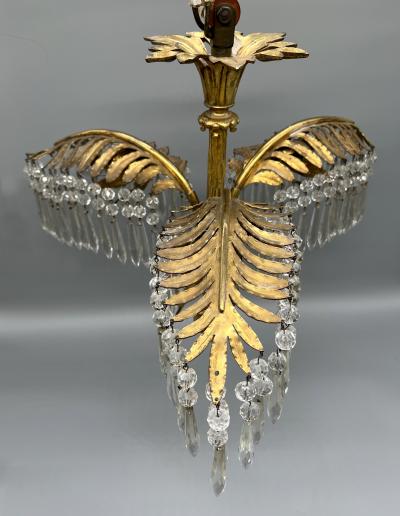 Small gilt bronze palm chandelier France circa 1900