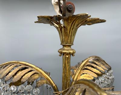 Small gilt bronze palm chandelier France circa 1900