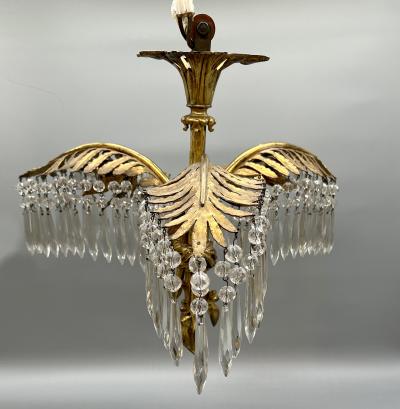 Small gilt bronze palm chandelier France circa 1900