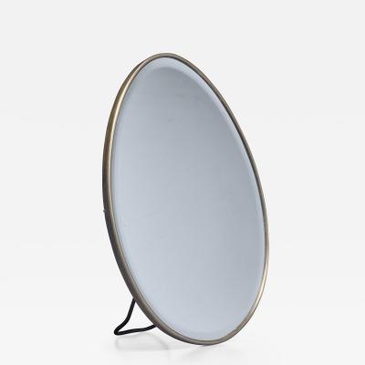 Small Oval Brass Table Or Wall Mirror Italy 1950s Small Oval Brass Table Or Wall Mirror