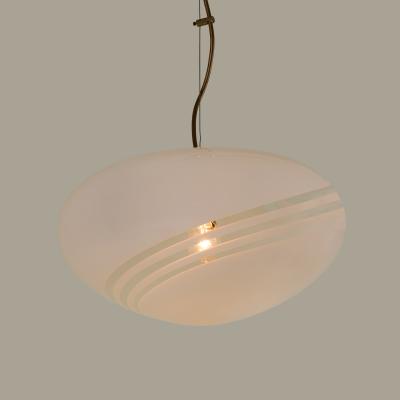 Small oval shaped 1960s Italian white pendant with decorative swirl