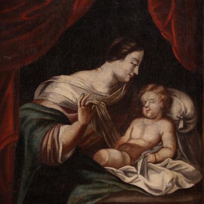 Small religious painting from the 18th century Madonna and Child