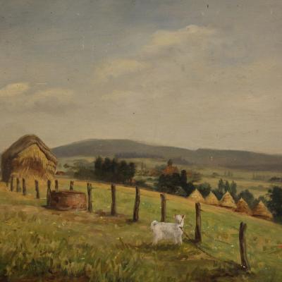 Small signed landscape painting from the 20th century