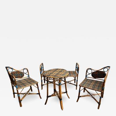 Small three color woven rattan lounge France circa 1930 