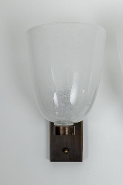 Smaller Pair of Murano Blown Pulegoso Oval Shaped Wall Lights Contemporary