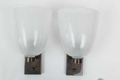 Smaller Pair of Murano Blown Pulegoso Oval Shaped Wall Lights Contemporary