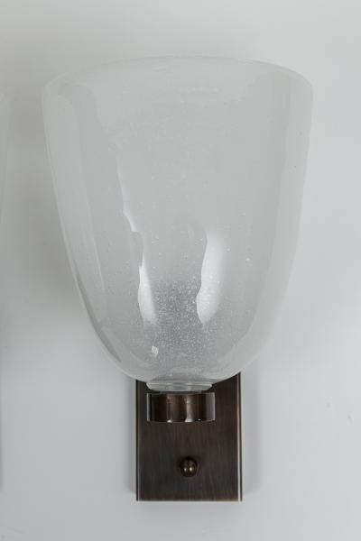 Smaller Pair of Murano Blown Pulegoso Oval Shaped Wall Lights Contemporary