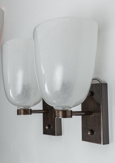 Smaller Pair of Murano Blown Pulegoso Oval Shaped Wall Lights Contemporary