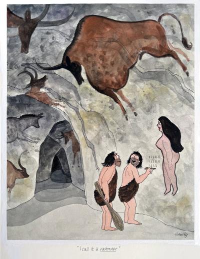 Smilby Smilby Cave Man Creates First Calendar Satirical Mens Magazine Palaeolithic Pin Up