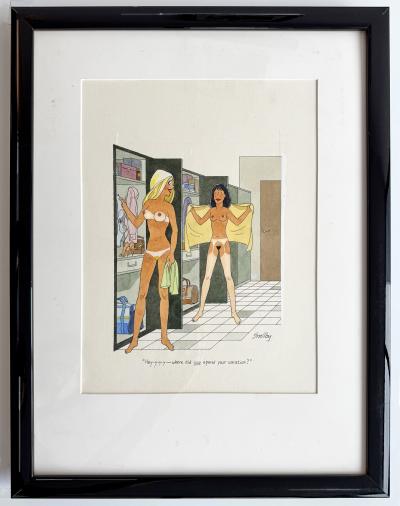 Smilby Smilby Original Playboy Cartoon Art Nude Party Girls Compare Tan Lines
