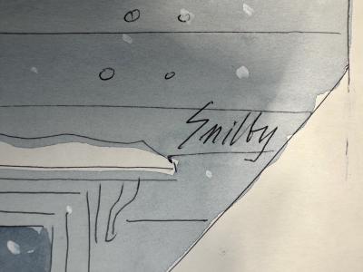 Smilby Smilby Unfaithful Wife Naked Lover Playboy Cartoon Original Watercolor Signed