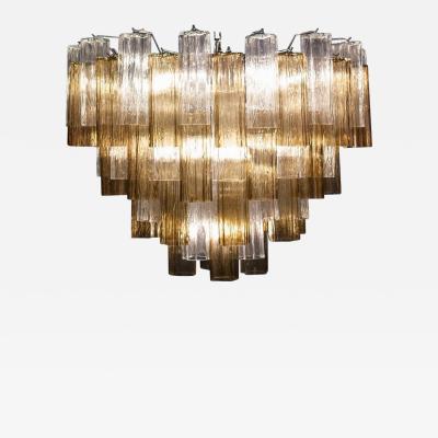 Smoke and Clear Murano Glass Tronchi Chandelier or Ceiling Light