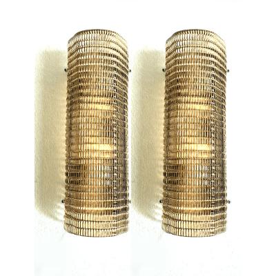 Smoked Diamanted Rectangular Murano Glass Wall Sconce Set of Two