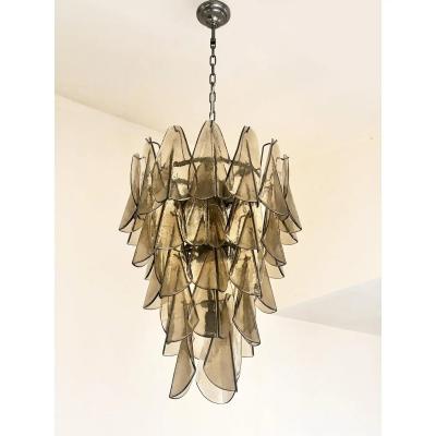 Smoked Fum Murano Glass Rondini Cascade Chandelier Modern Venetian Design