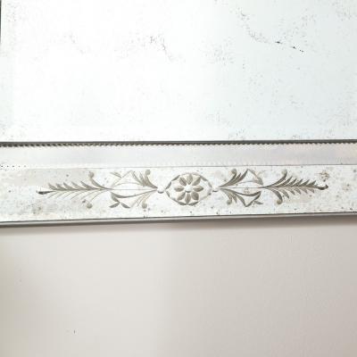 Smoked Venetian Mirror with Reversed Etching and Chain Beveling