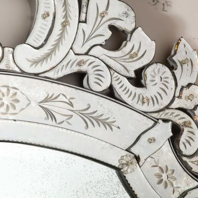 Smoked Venetian Mirror with Reversed Etching and Chain Beveling