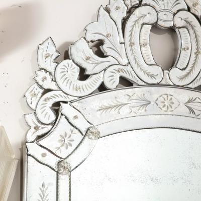 Smoked Venetian Mirror with Reversed Etching and Chain Beveling