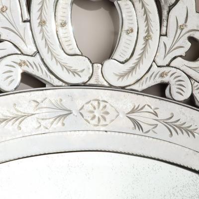 Smoked Venetian Mirror with Reversed Etching and Chain Beveling