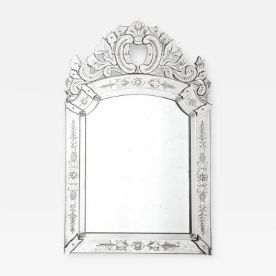 Smoked Venetian Mirror with Reversed Etching and Chain Beveling