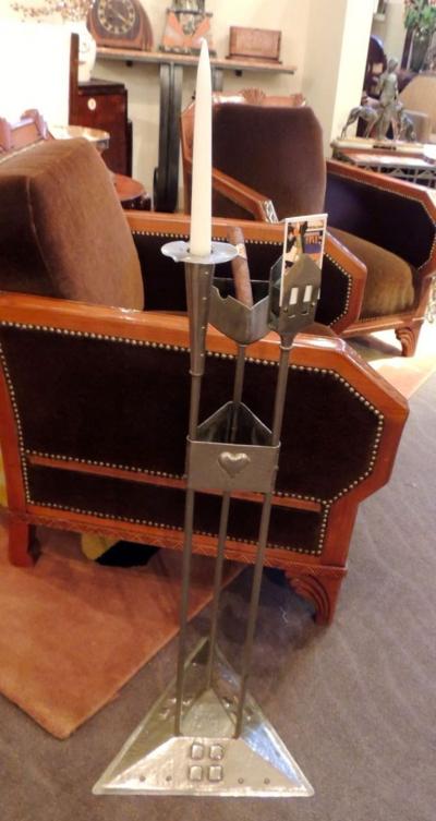 Smoking Stand in Pewter Jugendstil Art Deco