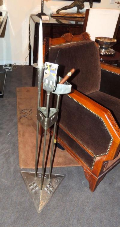 Smoking Stand in Pewter Jugendstil Art Deco