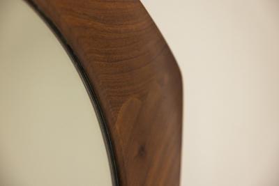 Smoothly Shaped Triangular Teak Mirror by Campo e Graffi Italy 1960s