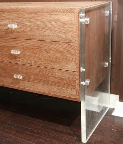 Snake Skin Dresser with Lucite Side Panels