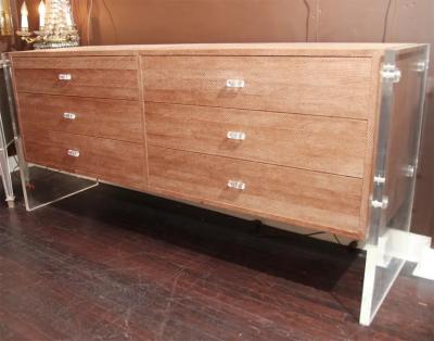 Snake Skin Dresser with Lucite Side Panels