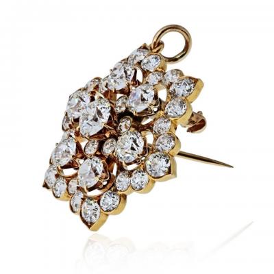 Snowflake 18K YG Convertible Brooch Pendant 8 00cttw Old Euro Diamond Brooch